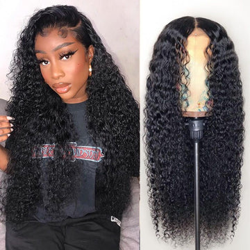 Beaudiva Kinky Curly Human Hair Wigs 4X4 Invisible Lace Closure Wig Lace Wig